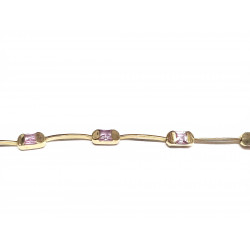 Pulsera de oro con piedras naturales rosa