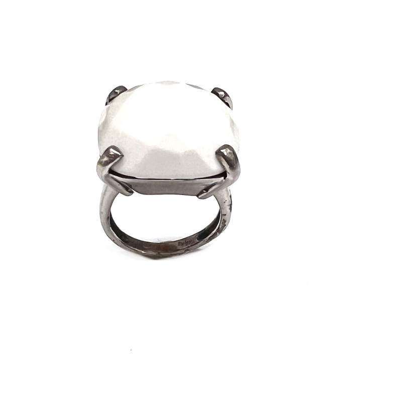 Anillo plata con ágata blanca