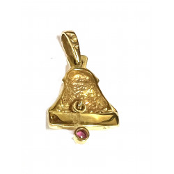 Colgante oro Campana con circonitas y un pequeño rubí
