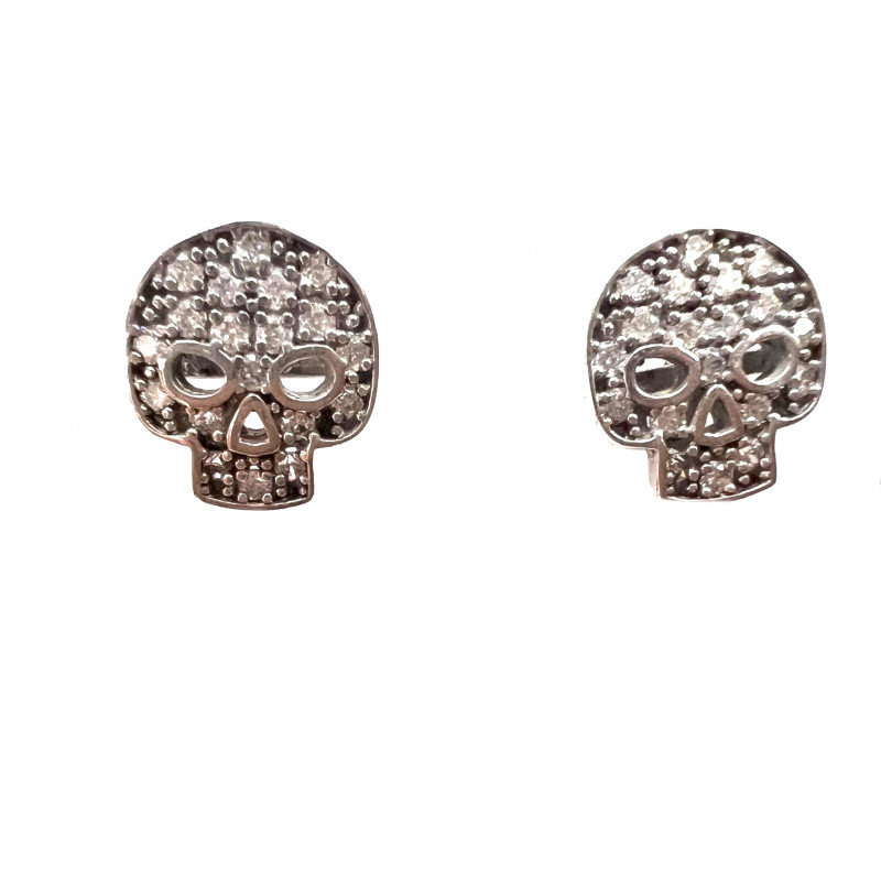 Pendientes de plata con calavera y cierre de presión