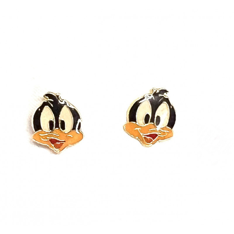 Pendientes oro y esmalte Pato Lucas 200800