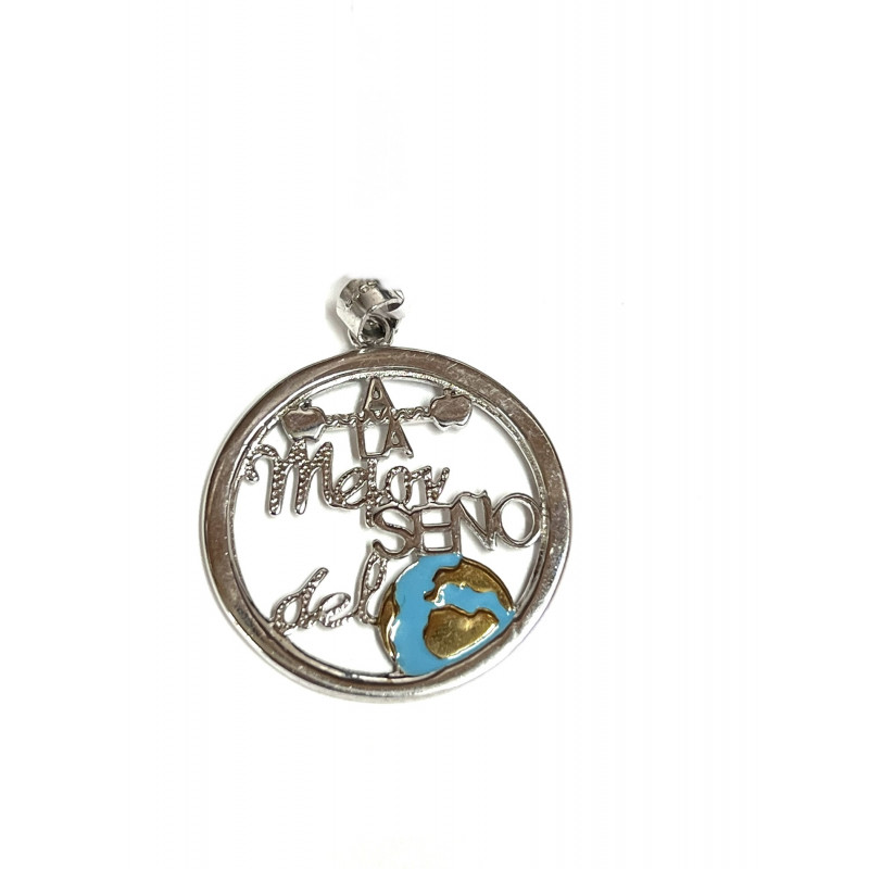 Colgante plata redondo  " A la mejor seño del mundo "