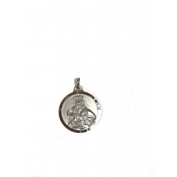Medalla  redonda Virgen del Carmen en plata de ley
