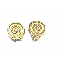 Pendientes oro mate brillo Espiral con cierre omega