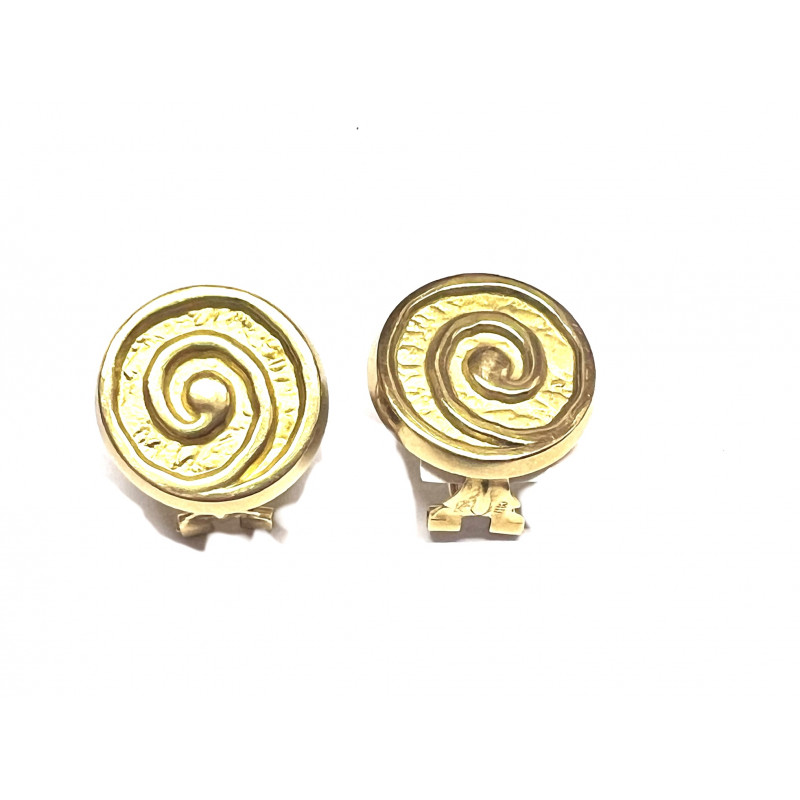 Pendientes oro mate brillo Espiral con cierre omega