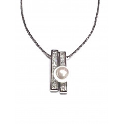 Collar de plata con perla y circonitas