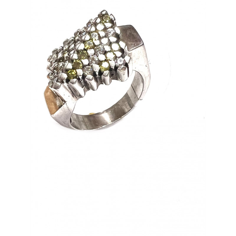 Anillo plata ancho con piedras naturales