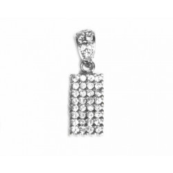 Anillo oro blanco con pieza central rectangular con circonitas blancas