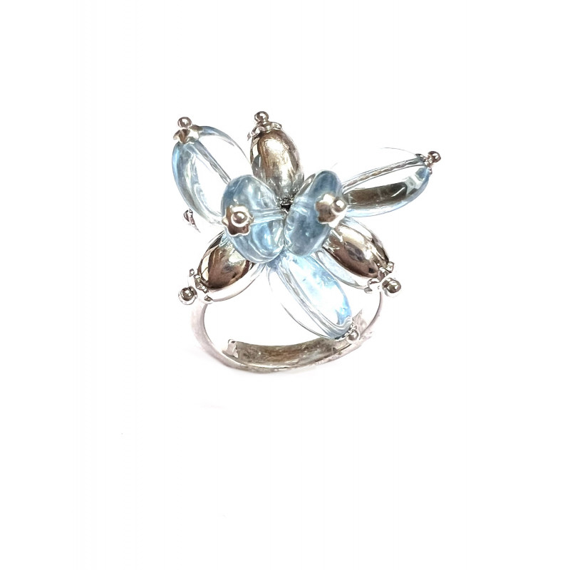 Anillo de oro blanco  con aguamarinas