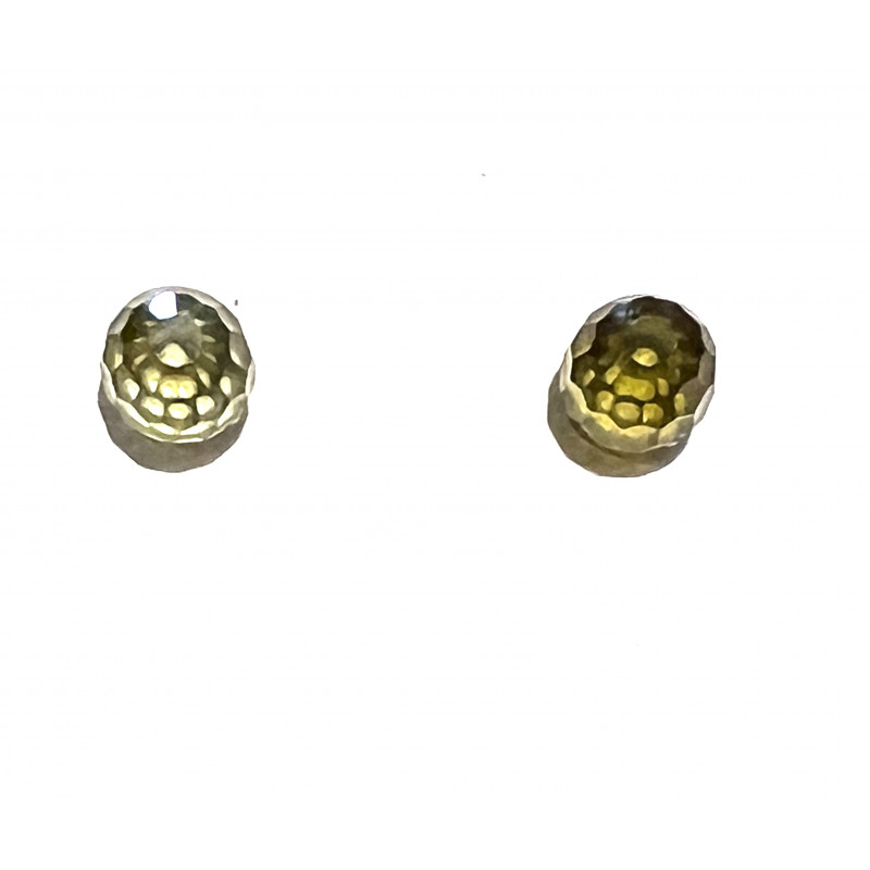 Pendientes plata bola verde con cierre de presión