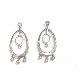 Pendientes de plata con circonitas doble aro con colgantes - A9P0120C