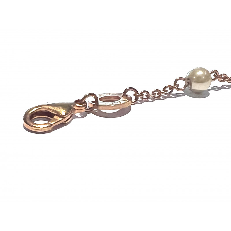 Pulsera bronce con perlas y corazones