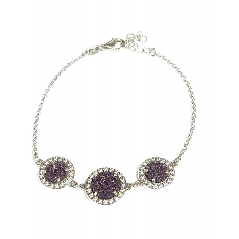 Pulsera plata y piedras naturales