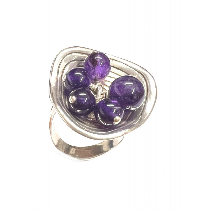 Anillo de plata con piedras amatista - 0201036650