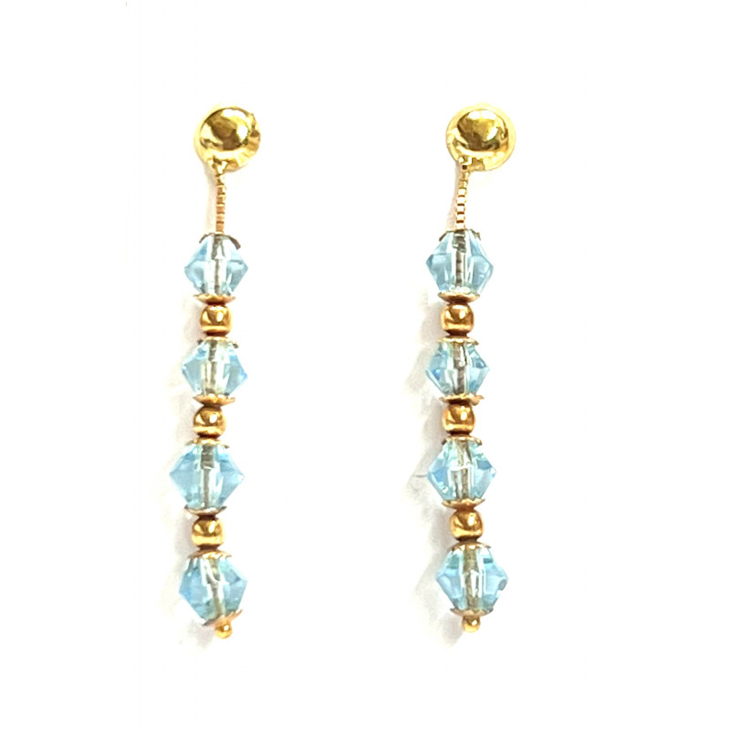 Pendientes oro largos con piedras azules