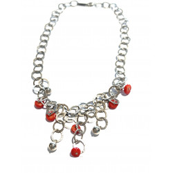Collar de plata y coral 7275