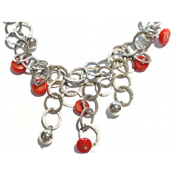 Collar de plata y coral 7275