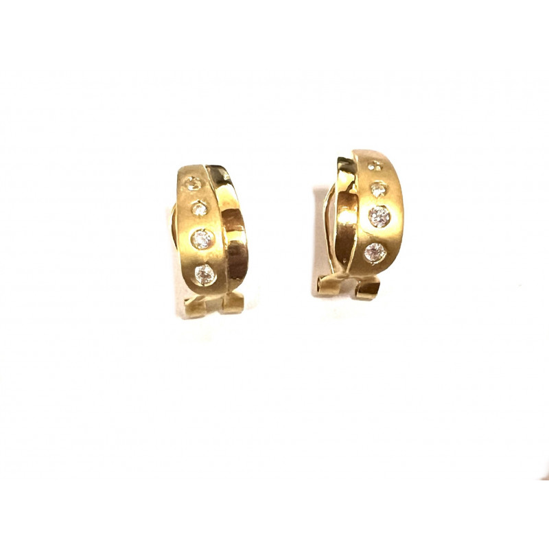 Pendientes oro con circonitas y cierre omega