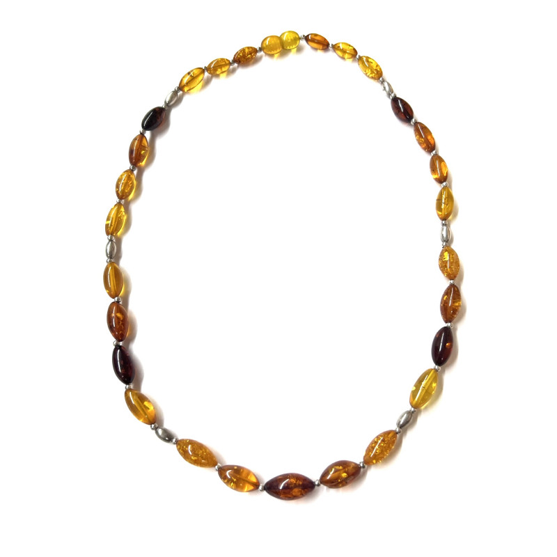 Collar ámbar y plata