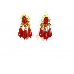 Pendientes oro con piedra roja