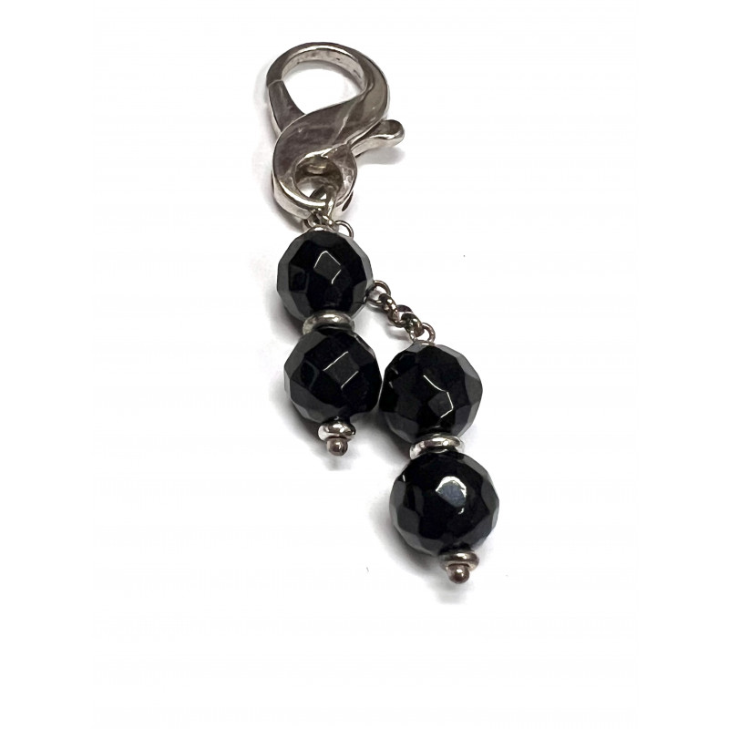 Colgante Charm de plata con ónix negro y cierre de mosquetón
