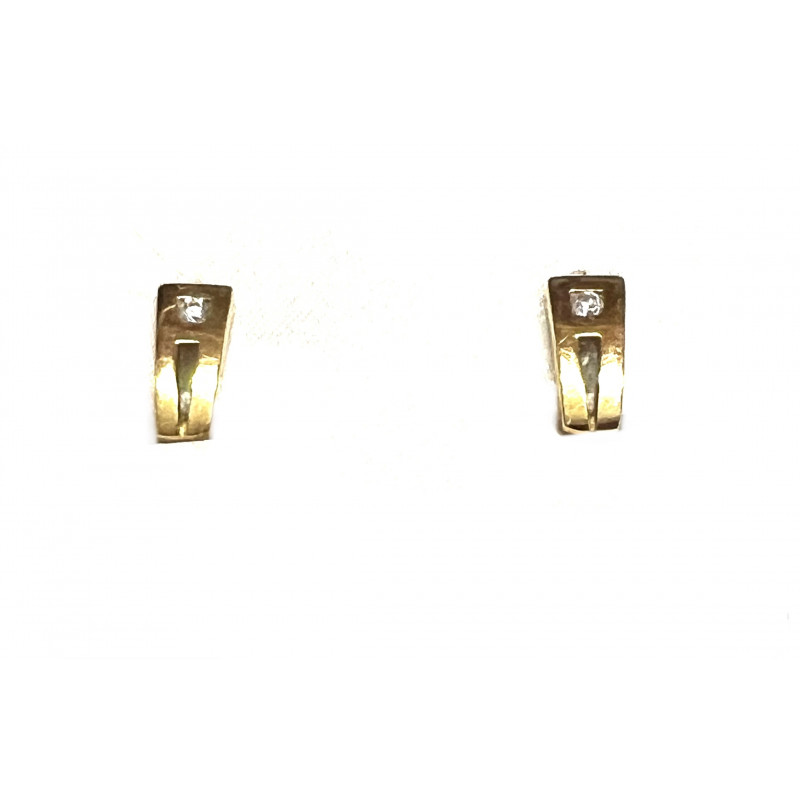 Pendientes oro con circonita y cierre catalán - 153011