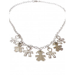 Pendientes plata largos con motivo niña y cierre de presión