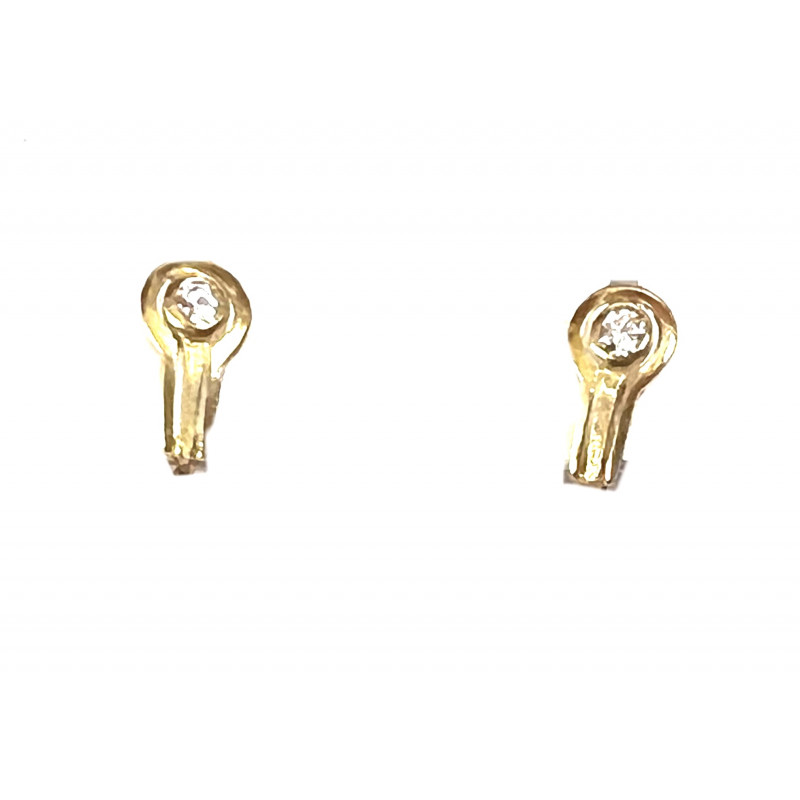 Pendientes oro con circonita y cierre catalán