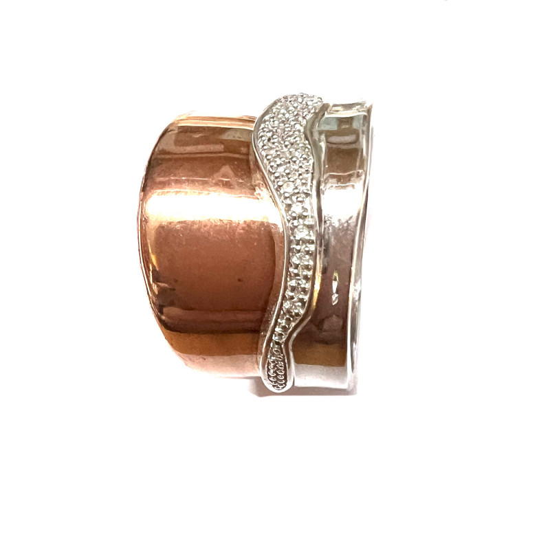 Anillo de plata con acabado en cobrizo y pavonado de circonitas rodiado. Exclusivo diseño - S1403/Z