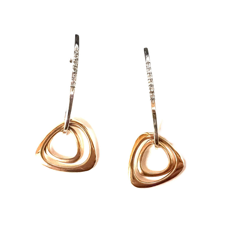 Pendientes oro bicolor con cierre de presión