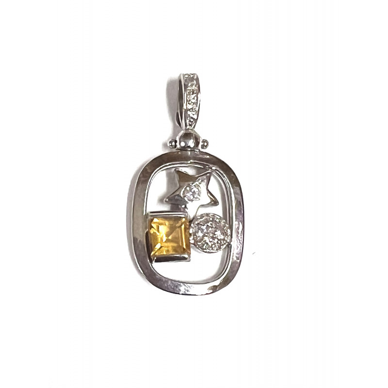 Colgante de oro blanco con circonitas