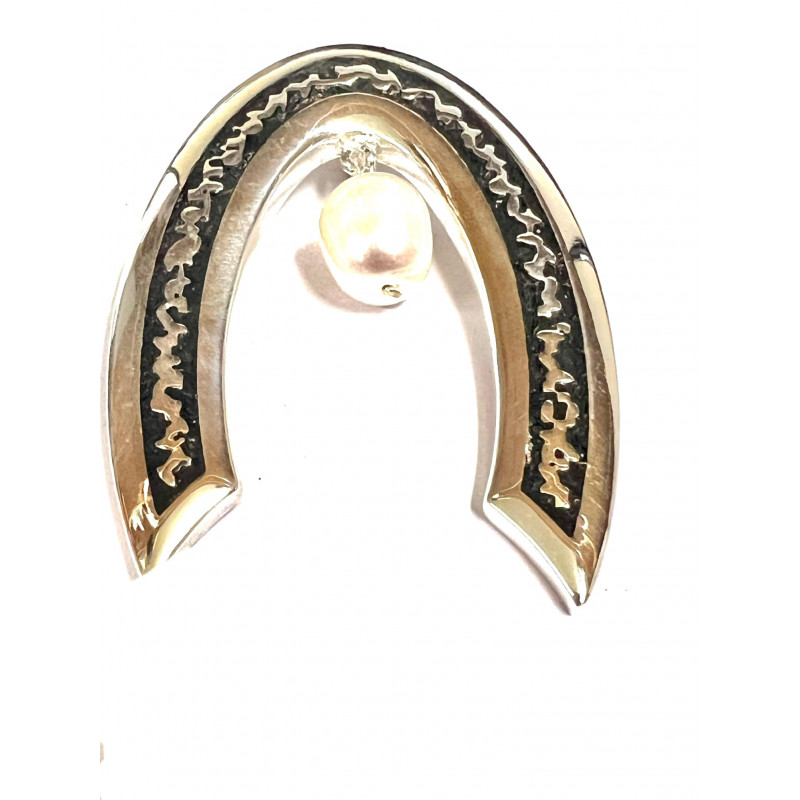 Colgante plata con esmalte negro y perla