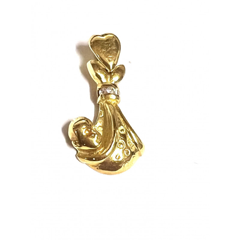Colgante oro bebé con corazón y circonitas