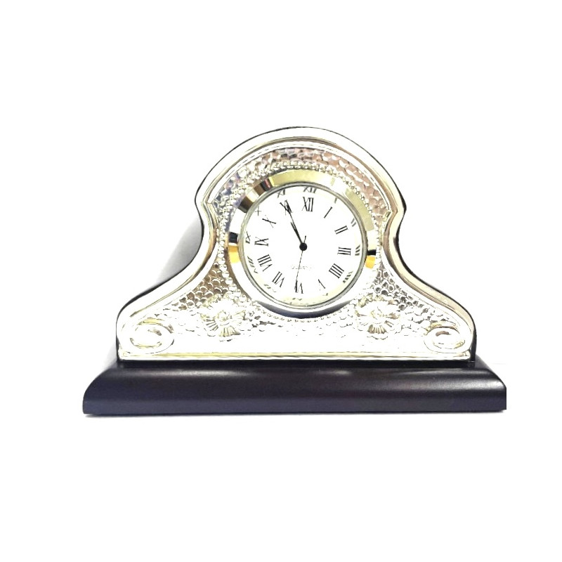 Reloj de sobremesa plata y madera 826