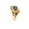 Anillo de oro con piedra natural azul y circonitas 151005
