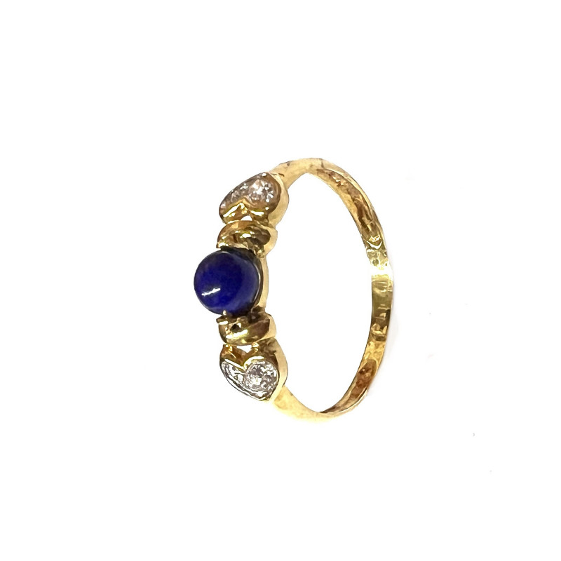 Anillo de oro con lapislázuli y circonitas 0048