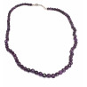 Collar corto de ágatas violeta con colgante de resina y plata  6-454