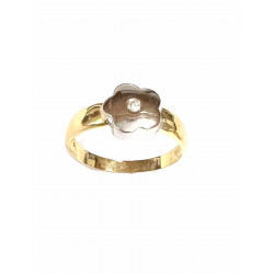 Anillo bicolor flor  con brillante MA129
