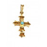 Cruz de oro cinco estrellas y turquesa central  - 90583OR
