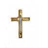 Cruz oro bicolor con circonitas y aguamarina - WA/834