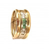 Anillo oro bicolor ancho con esmeraldas y circonitas
