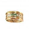 Anillo oro bicolor ancho con esmeraldas y circonitas
