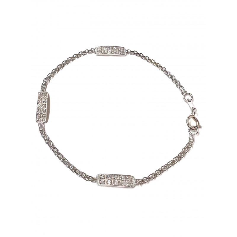 Pulsera oro blanco y circonitas