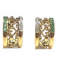 Pendientes de oro con esmeraldas, circonitas y cierre omega