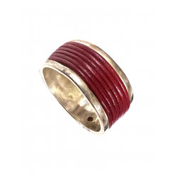 Anillo Unisex plata y cuero rojo R/2350