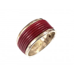 Anillo Unisex plata y cuero rojo R/2350