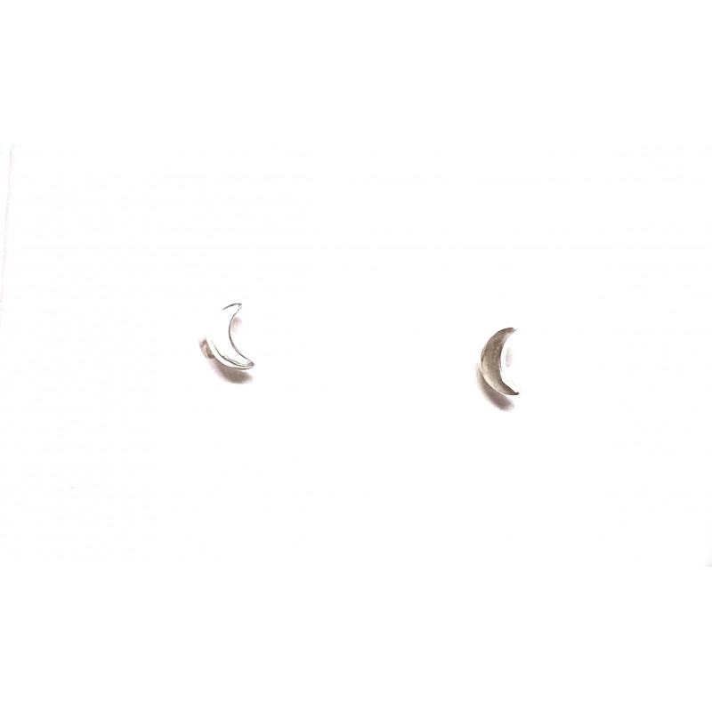 Pendientes plata luna con cierre de rosca