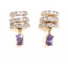 Pendientes de oro con circonitas y piedra natural malva
