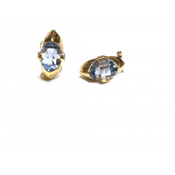 Pendientes de oro con  aguamarina  y cierre omega 2200097
