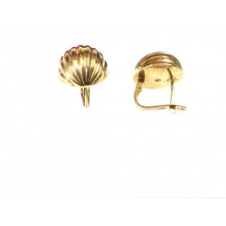 Pendientes oro semibola rayada  con cierre catalán